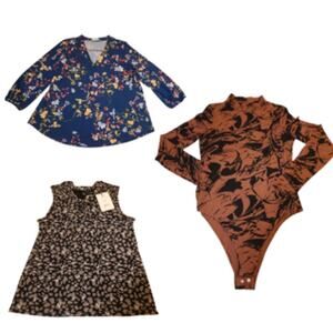 Lot of 3 Tops Sz M Floral, Animal Print & Eclectic Bodysuit Maximalist Capsule